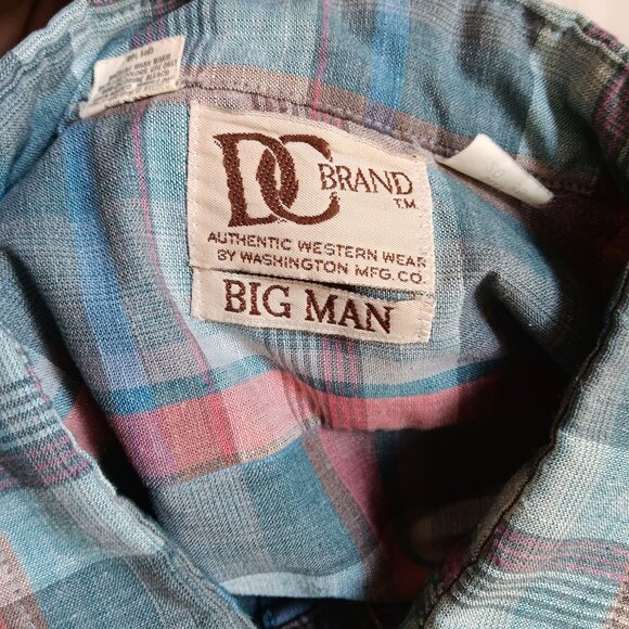 Vintage Mens Shirt WESTERN 3XL 20-35 DEE CEE COWBOY 80's DC PASTEL PLAID SNAP - Picture 3 of 8